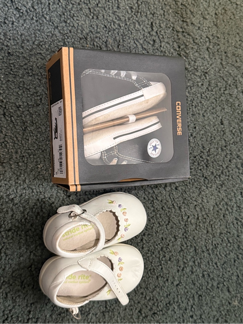 Stride Rite White Floral Mary Jane Baby Shoes And Infant Converse